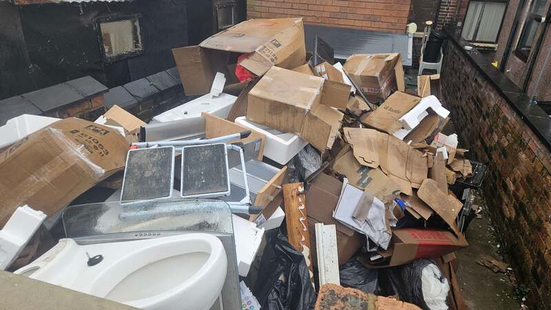 Garden Patio Clearance — before Waste Busters Staffordshire cleared the site